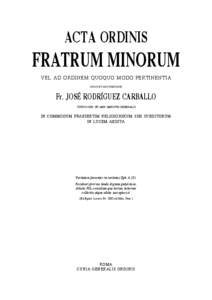 ACTA ORDINIS  FRATRUM MINORUM