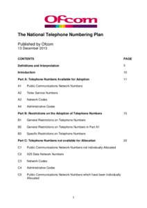 The National Telephone Numbering Plan Published by Ofcom 13 December 2013