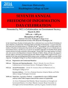                 American  University   FOUNDERS’ CELEBRATION                 Washington  College  of  Law     