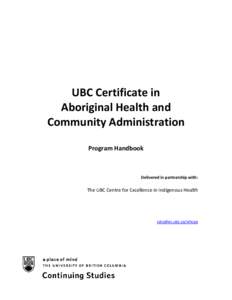 UBC Certificate in Aboriginal Health and Community Administration
