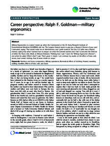 Goldman Extreme Physiology & Medicine 2013, 2:35 http://www.extremephysiolmed.com/contentCAREER PERSPECTIVE  Open Access