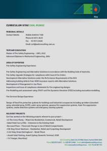 CURRICULUM VITAE CARL MUNOZ PERSONAL DETAILS Contact Details MobilePhone