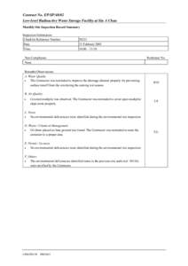 Contract No. EP/SP[removed]Low-level Radioactive Waste Storage Facility at Siu A Chau Monthly Site Inspection Record Summary Inspection Information Checklist Reference Number Date