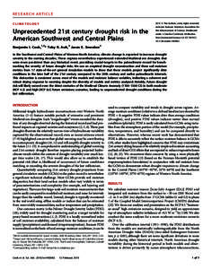 RESEARCH ARTICLE CLIMATOLOGY Unprecedented 21st century drought risk in the American Southwest and Central Plains