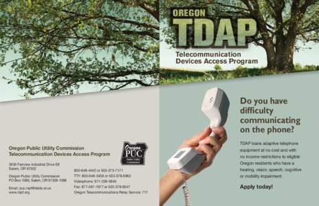Oregon  TDAP Telecommunication Devices Access Program