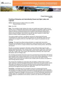 Project Summary sheet CCA 19 Flushing of Estuaries and Intermittently Closed and Open Lakes and Lagoons. Author: NSW Department of Natural Resources (DNR)