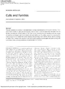 Cults and Families Doni Whitsett; Stephen A Kent Families in Society; Oct-Dec 2003; 84, 4; Research Library Core pgReproduced with permission of the copyright owner. Further reproduction prohibited without permiss