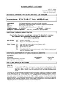 MATERIAL SAFETY DATA SHEET Page 1 of Total 5 Date of Issue: October 2012 MSDS No. FMC/24D680/1  SECTION 1