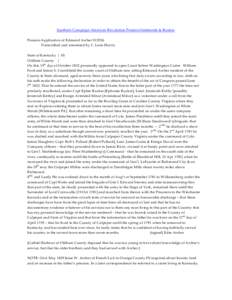 Southern Campaign American Revolution Pension Statements & Rosters Pension Application of Edmund Archer S12936 Transcribed and annotated by C. Leon Harris State of Kentucky } SS Oldham County } On this 15th day of Octobe