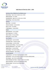 WSO Board of Directors 2014 – 2016 Sub-Sahara Africa, Middle East/ East Mediterranean Gloria Ekeng – Nigeria (term of office ends in[removed]Mehdi Farhoudi – Iran[removed]Foad Abd-Allah – Egypt (term of office ends 