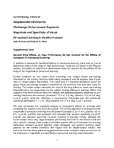 Current Biology, Volume 20  Supplemental Information Cholinergic Enhancement Augments Magnitude and Specificity of Visual Perceptual Learning in Healthy Humans