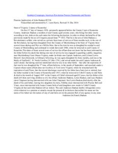 Southern Campaigns American Revolution Pension Statements and Rosters Pension Application of John Hudson R5336 Transcribed and annotated by C. Leon Harris. Revised 31 Dec[removed]State of Virginia County of Kanawha} On thi