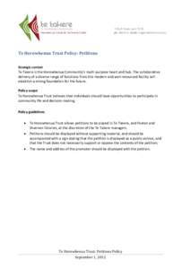 Te Horowhenua Trust: Petitions Policy