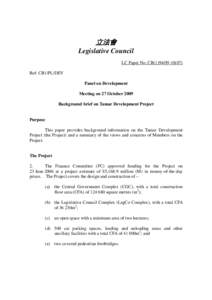 立法會 Legislative Council LC Paper No. CB[removed]Ref: CB1/PL/DEV Panel on Development Meeting on 27 October 2009