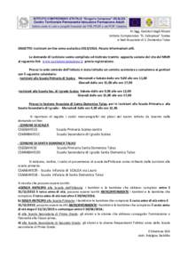 ISTITUTO COMPRENSIVO STATALE “Gregorio Caloprese”-SCALEA  Centro Territoriale Permanente Istruzione Formazione Adulti Istituto sede di corsi e progetti finanziati dal FSE,FESR e dal POR Calabria  Ai Sigg. Genitori de