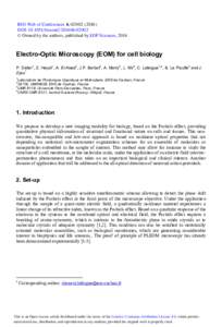 BIO Web of Conferences 6 ,  ) DOI: bioconf  C Owned by the authors, published by EDP Sciences, 2016  Electro-Optic Microscopy (EOM) for cell biology