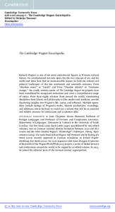 Cambridge University Press[removed]2 - The Cambridge Wagner Encyclopedia Edited by Nicholas Vazsonyi Frontmatter More information