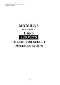 MONITORING BUDGET IMPLEMENTATION  Facilitator’s Manual MODULE 5      