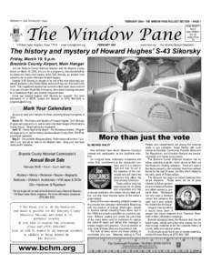 FEBRUARY 17, 2004 THE BULLETIN Page 5  FEBRUARY 2004 ~ THE WINDOW PANE PULLOUT SECTION ~ PAGE 1 The Window Pane