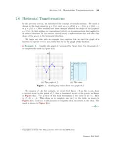 Section 2.6  Horizontal Transformations[removed]Horizontal Transformations In the previous section, we introduced the concept of transformations. We made a