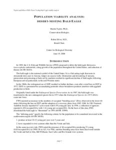 Taylor and Silver 2006 Desert Nesting Bald Eagle viability analysis  P OPULATION VIABILITY ANALYSIS : DESERT - NESTING  B ALD E AGLE