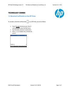 HP Prime Technology Corner 12  The Practice of Statistics for the AP Exam, 5e Section 6-3, P. 392