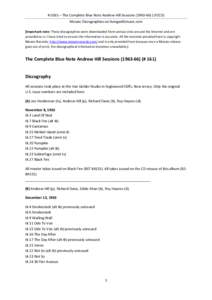 # 0161 – The Complete Blue Note Andrew Hill SessionsLP/CD) Mosaic Discographies on livingwithmusic.com [Important note: These discographies were downloaded from various sites around the Internet and are pro