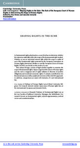 Cambridge University Press0 - Shaping Rights in the Echr: The Role of the European Court of Human Rights in Determining the Scope of Human Rights Edited by Eva Brems and Janneke Gerards Frontmatter More 