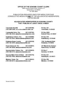 Adjudicated Newspapers in Sonoma County