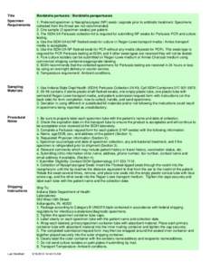 Title  Bordetella pertussis / Bordetella parapertussis Specimen Requirements