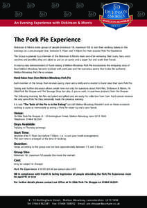 An Evening Experience with Dickinson & Morris  The Pork Pie Experience