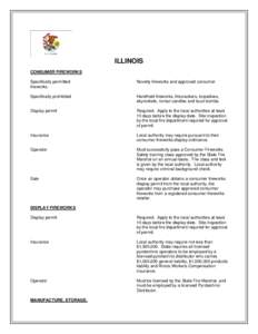 ILLINOIS CONSUMER FIREWORKS Specifically permitted fireworks.  Novelty fireworks and approved consumer