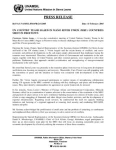Mano River Union / Freetown / Index of Sierra Leone-related articles / United Nations Security Council Resolution / Sierra Leone Civil War / Africa / Sierra Leone