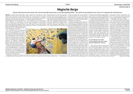Süddeutsche Zeitung  SPORT Donnerstag, 14. April 2016 München Seite 35