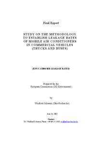 Final Report  STUDY ON THE METHODOLOGY TO ESTABLISH LEAKAGE RATES OF MOBILE AIR CONDITIONERS IN COMMERCIAL VEHICLES