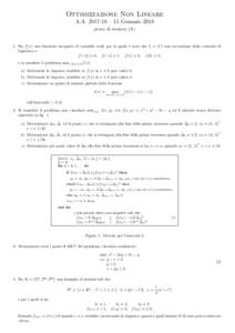 Ottimizzazione Non Lineare A.A – 15 Gennaio 2018 prova di esonero (A) 1. Sia f (x) una funzione incognita di variabile reale per la quale `e noto che L = 2 `e una sovrastima della costante di Lipschitz e: