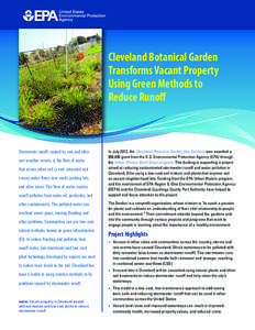 Cleveland Botanical Garden Transforms Vacant Property Using Green Methods to Reduce Runoff  Stormwater runoff, caused by rain and other