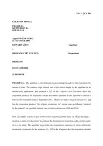 [2012] QCA 206  COURT OF APPEAL FRASER JA GOTTERSON JA DOUGLAS J