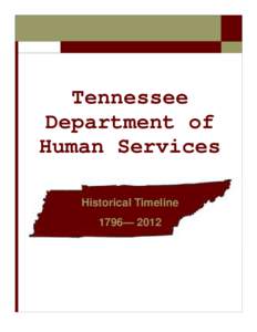 Tennessee Department of Human Services Historical Timeline 1796— 2012