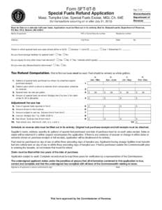 Form SFT-9T-B Special Fuels Refund Application Rev[removed]Massachusetts