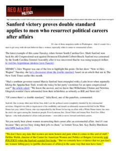 Sanford victory proves double standard applies to men who resurrect political careers after affairs