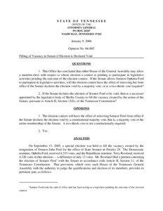 Politics of Thailand / Article One of the United States Constitution / Tennessee General Assembly / United States Senate / Tennessee State Constitution / By-election / House of Representatives of Thailand / Senate of Thailand / Government / Politics / Government of Thailand