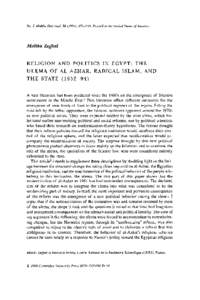 Religion and Politics in Egypt: The Ulema of Al-Azhar, Radical Islam, and the State (1952–94)