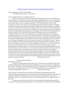 Southern Campaign American Revolution Pension Statements & Rosters Pension Application of John B. Carter W8588 Transcribed and annotated by C. Leon Harris Commonwealth of Kentucky Woodford County Sct On this 9th day of A