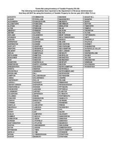 Towns Not using Inventory of Taxable Property (PA-28) The following municipalities have reported to the Department of Revenue Administration that they will NOT be using the Inventory of Taxable Property for the tax year 