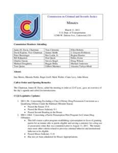 Colorado Commission on Criminal and Juvenile Justice: Minutes (March 11, 2011)