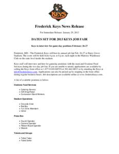 Frederick Keys News Release