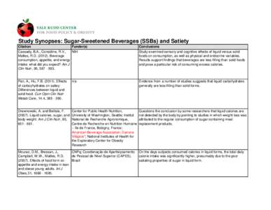 Food and drink / Sugar / Health sciences / Self-care / Sugar substitute / Soft drink / Sucrose / Human nutrition / Obesity / Health / Medicine / Nutrition