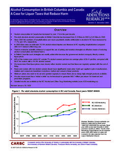 Alcohol Consumption in British Columbia and Canada: A Case for Liquor Taxes that Reduce Harm Tim Stockwell, Basia Pakula, Scott Macdonald, Jinhui Zhao, Dan Reist, Gerald Thomas and Ajay Puri (Centre for Addictions Resear