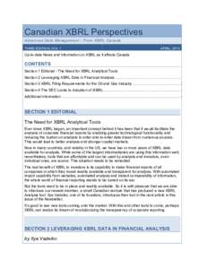 Canadian XBRL Perspectives Advanced Data Management - From XBRL Canada THIRD EDITION, VOL 1 APRIL, 2013